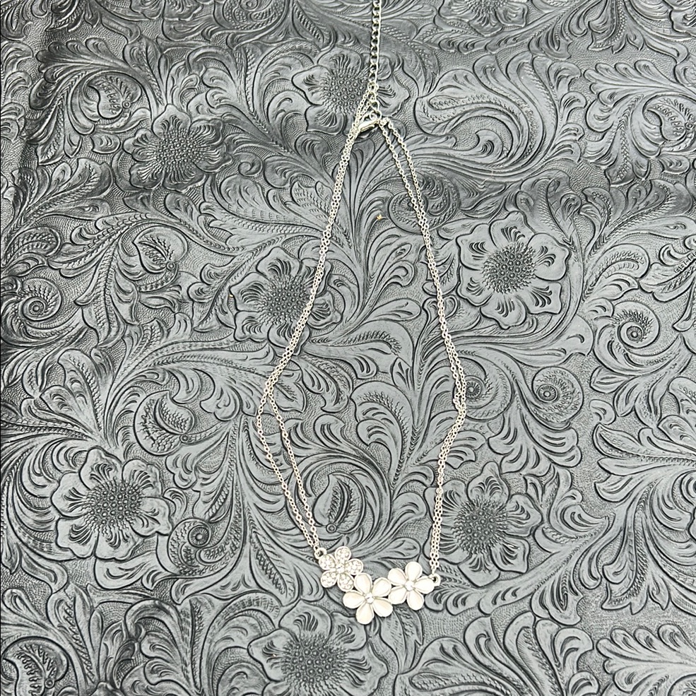 Silver Flower Pendant Necklace